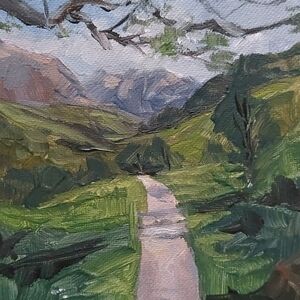 Mountain spring, Original Landscape Painting, 5x7 Mini Art